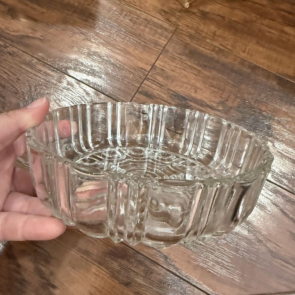 vintage Anchor Hocking "Old Cafe" clear depression glass candy dish 6.875 dia F9